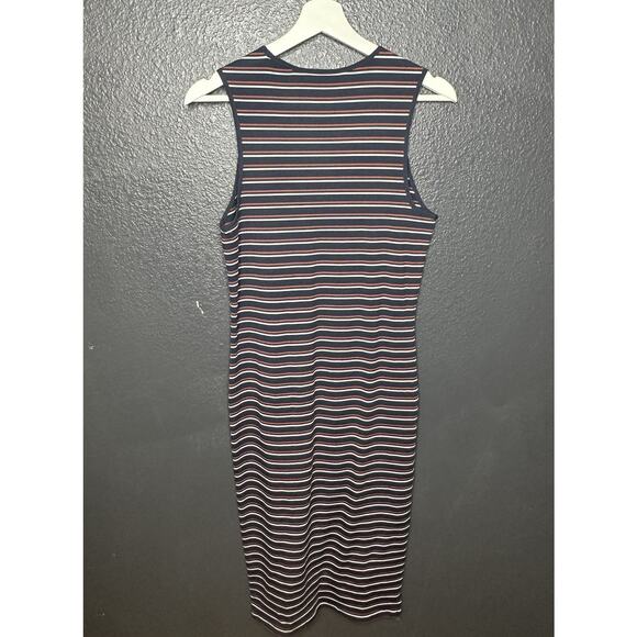 Athleta Navy Blue/Multicolor Sunstream Striped Midi Dress Women's Size Small - Picture 4 of 5